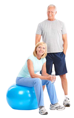 A man standing next to a women, taking a break after a workout.